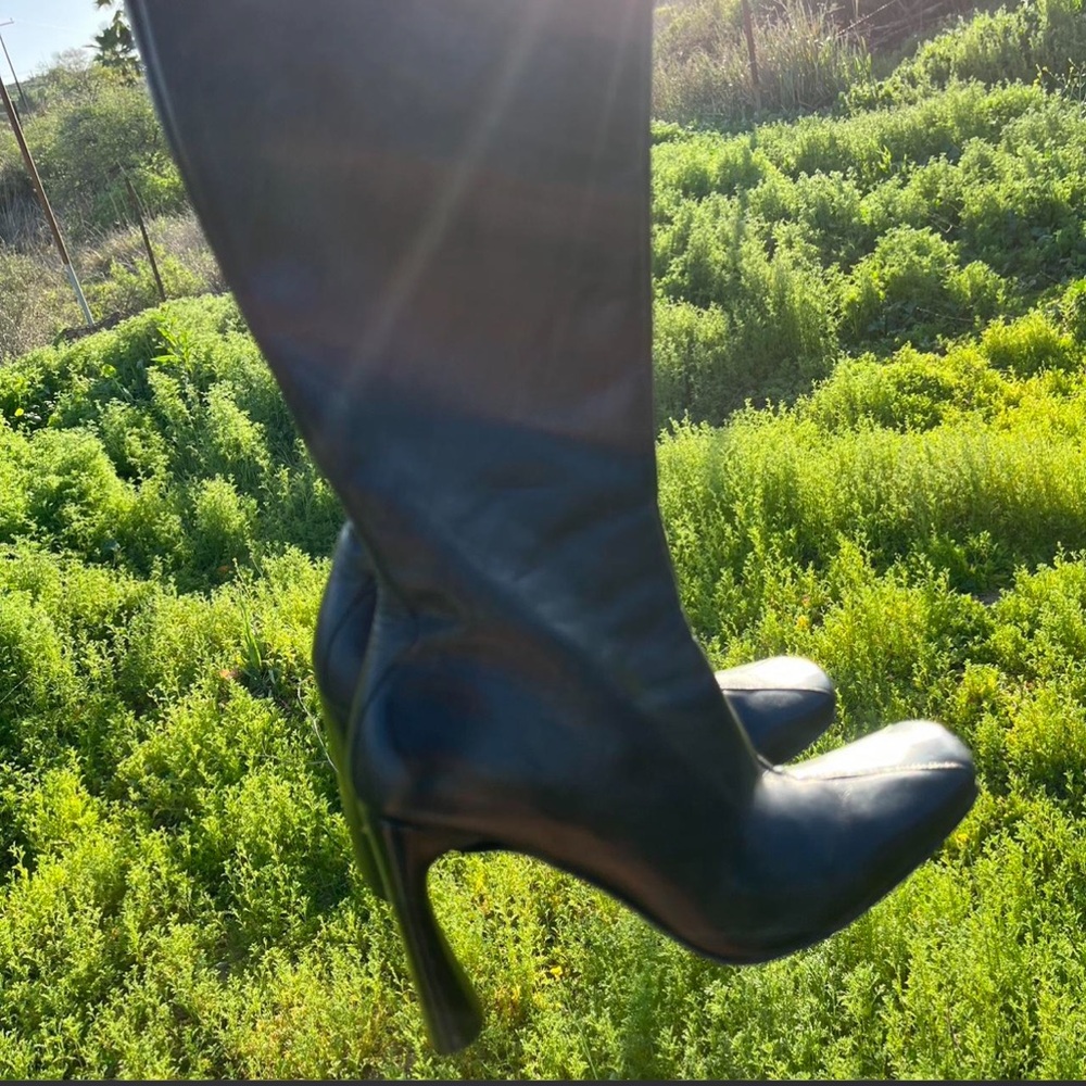 Leather Black Knee-High Boots